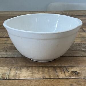 Antique USA White Ceramic Mixing Bowl with Handles 7"